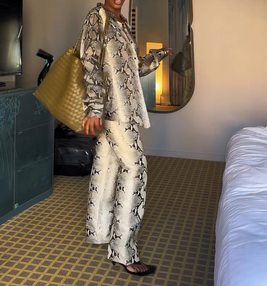 Snakeskin print two-piece suit