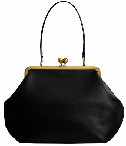 Large Kisslock Frame Shoulder Clutch Bag