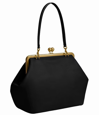 Large Kisslock Frame Shoulder Clutch Bag