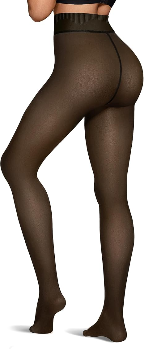 Fleece Lined Tights Sheer Fake