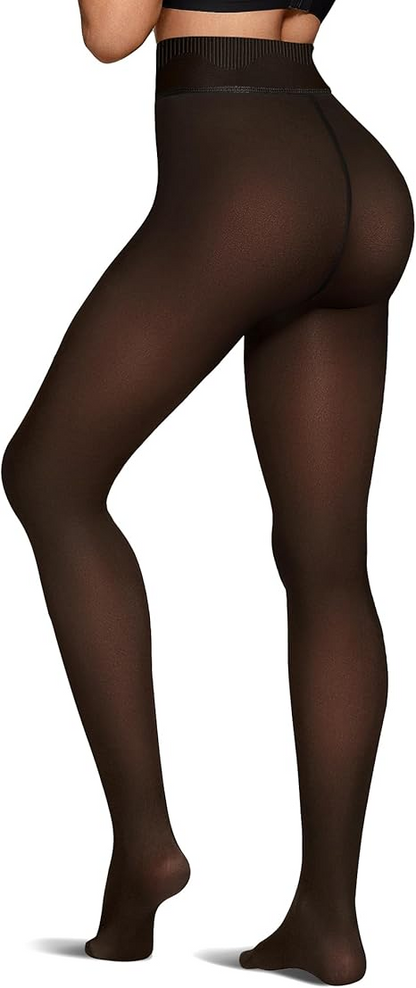 Fleece Lined Tights Sheer Fake