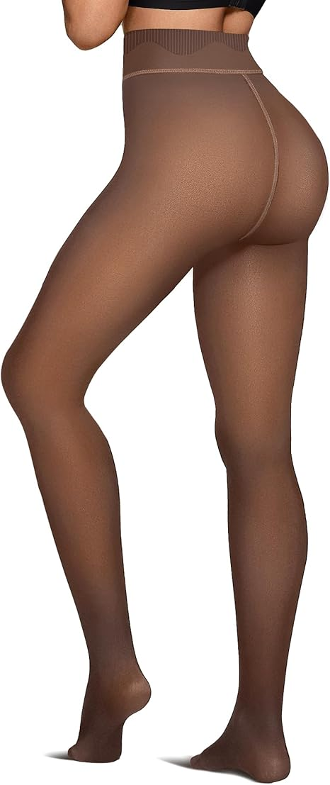 Fleece Lined Tights Sheer Fake