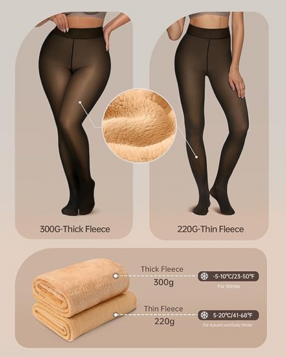 Fleece Lined Tights Sheer Fake