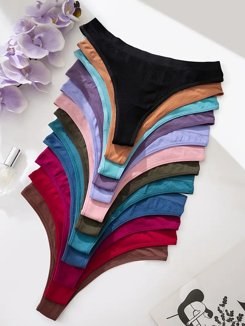 21pcs/Set Comfortable Seamless Thong Panties, Casual Series