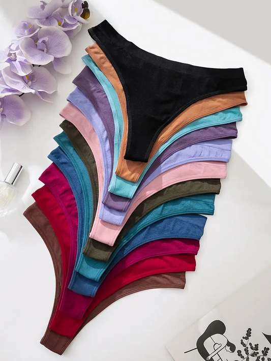 21pcs/Set Comfortable Seamless Thong Panties, Casual Series