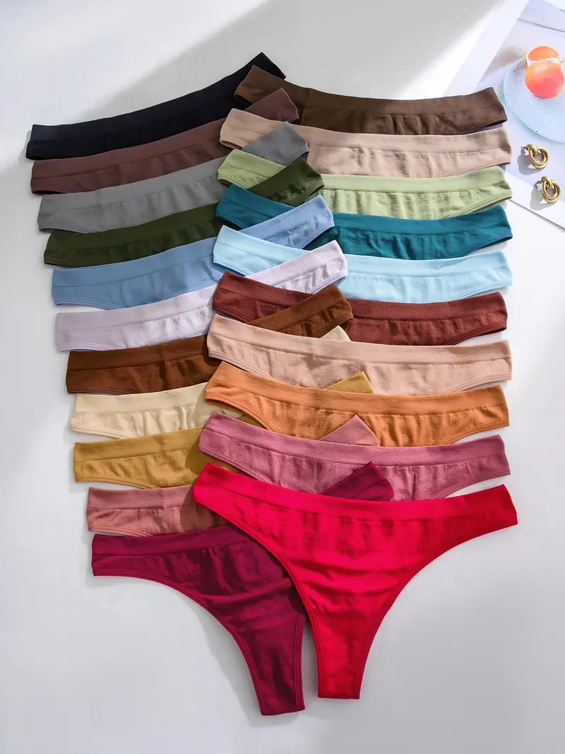 21pcs/Set Comfortable Seamless Thong Panties, Casual Series