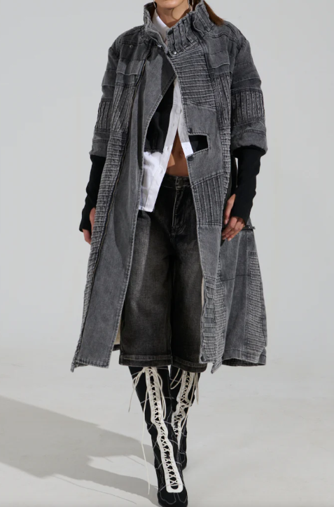 Washed Grey Denim Coat