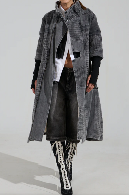 Washed Grey Denim Coat