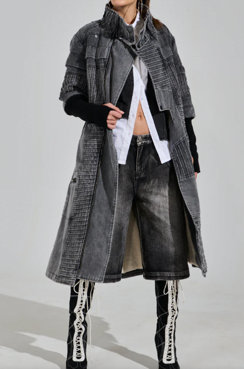 Washed Grey Denim Coat