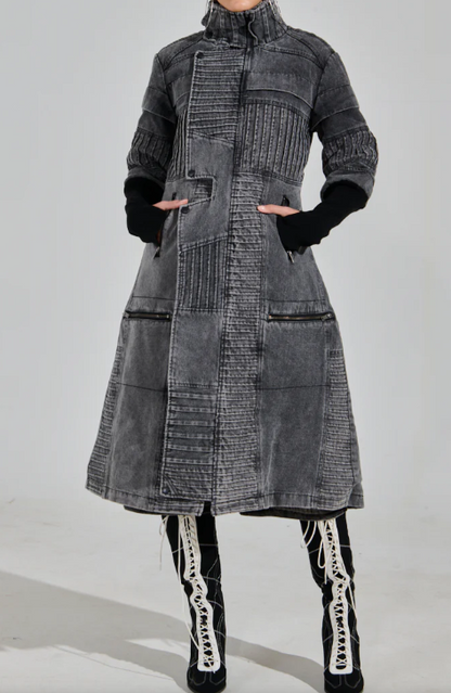 Washed Grey Denim Coat