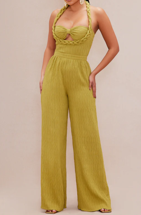 Woven Suspender Loose Jumpsuit