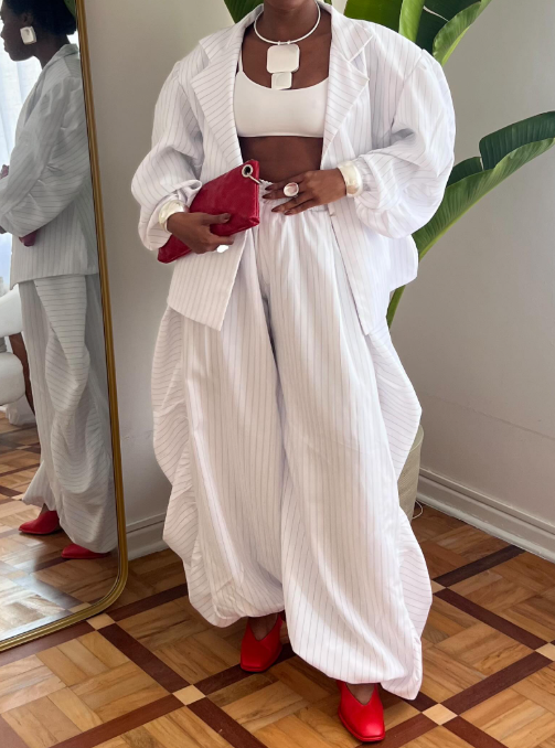 Stylish Striped Blazer 2pc Set