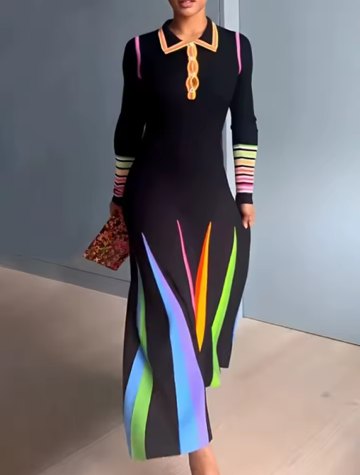 Contrast color slim dress