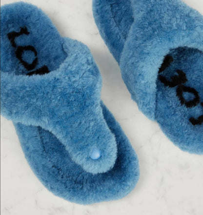 Shearling thong sandals
