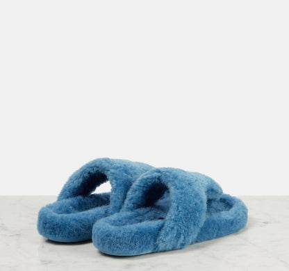 Shearling thong sandals