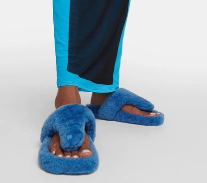 Shearling thong sandals