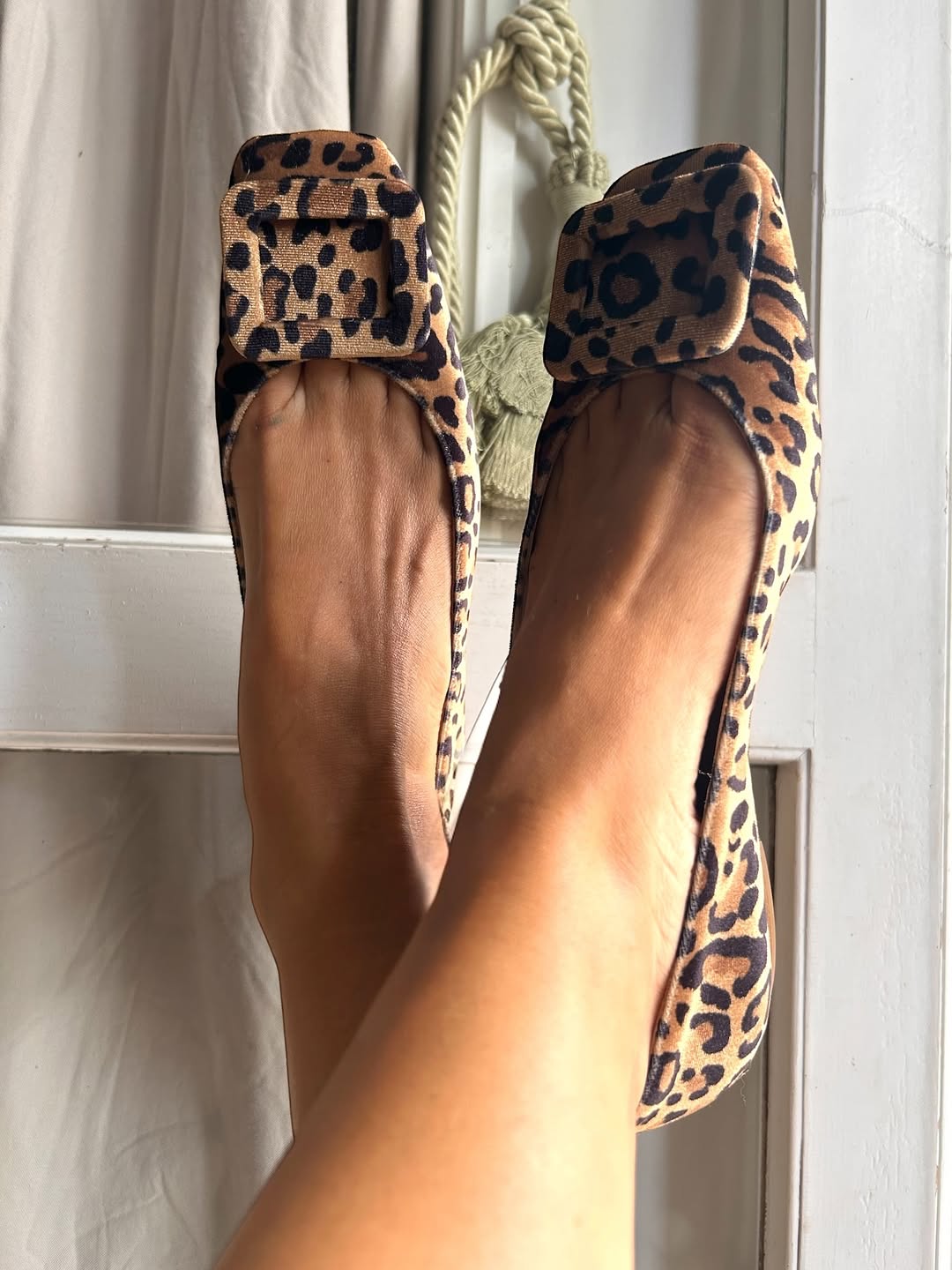 Print Velvet Ballet Flats