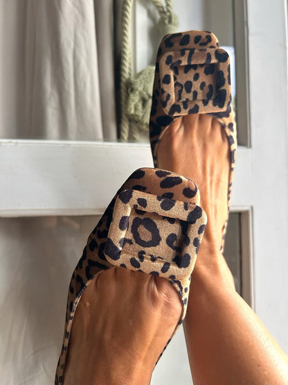 Print Velvet Ballet Flats