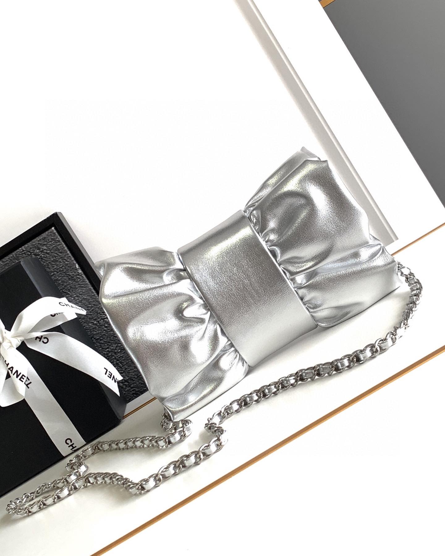 Metallic Silver 20cm Peplum Bag