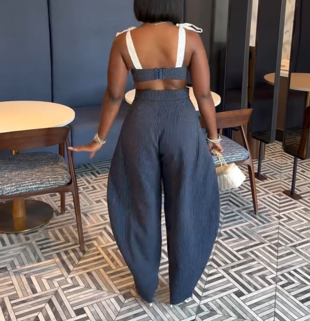 Pinstripe two-piece suit