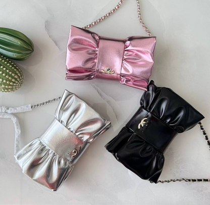 Metallic Silver 20cm Peplum Bag