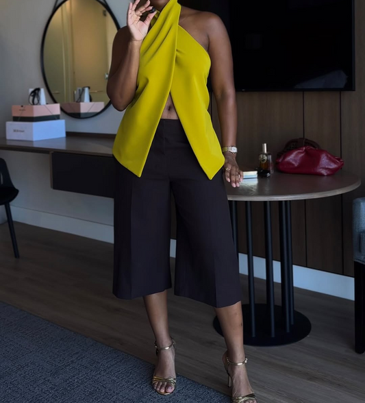 Halter-neck loose irregular vest top