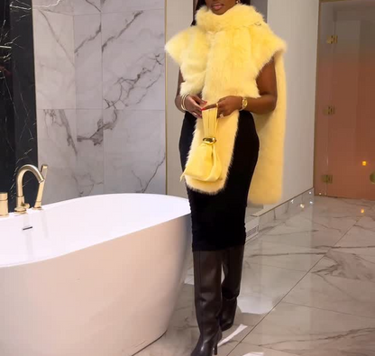 2-in-1 Faux Fur Shrug in Yellow