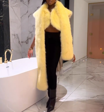 2-in-1 Faux Fur Shrug in Yellow
