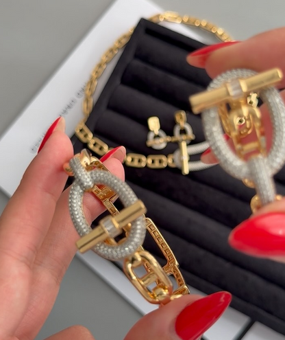 OT horizontal bar bracelet ring necklace fashion jewelry