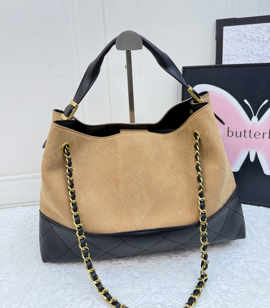 Diamond Quilted Deerskin Bucket Bag