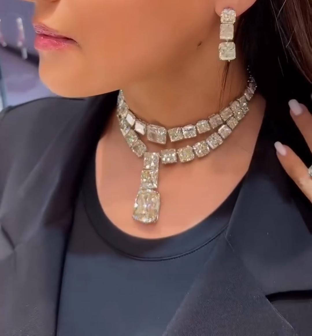 Diamond necklace + earrings