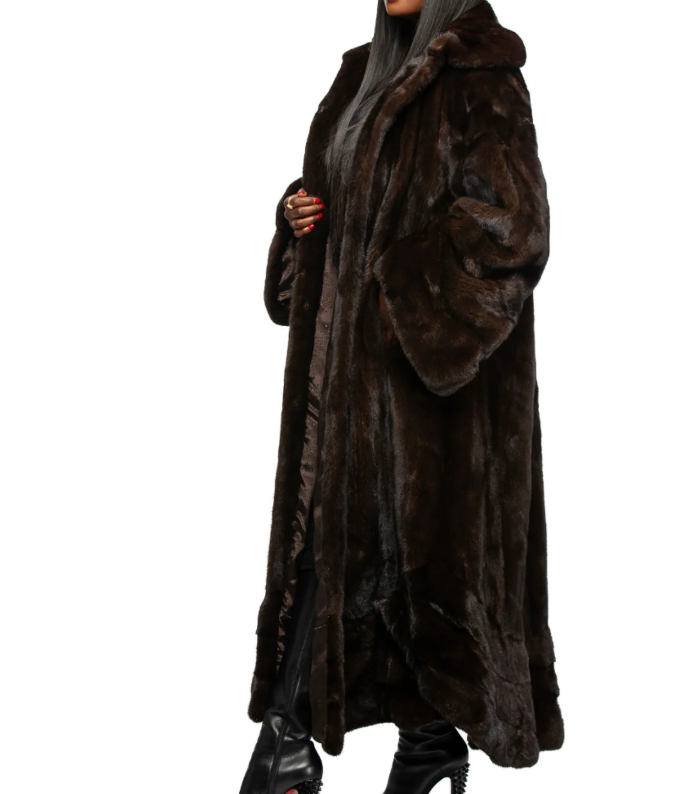 Full-length flared coat