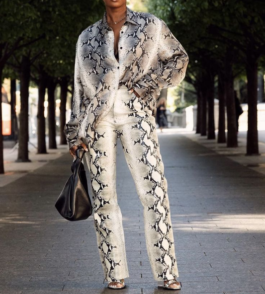 Snakeskin print two-piece suit