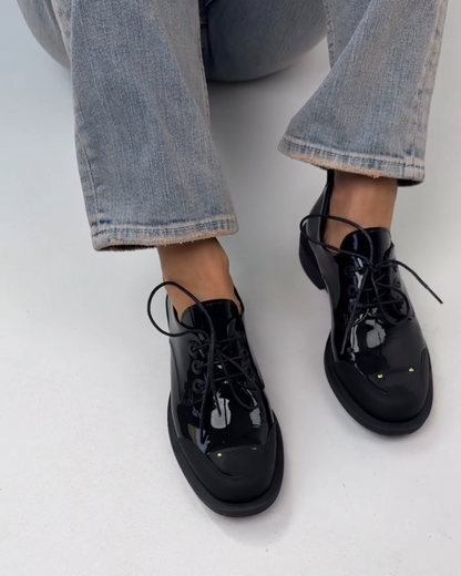 Lacquered leather shoes