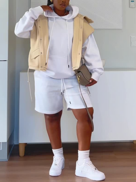 Solid Color Sweater Three-piece Set