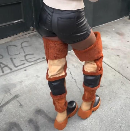 Irregular Stitching Boots